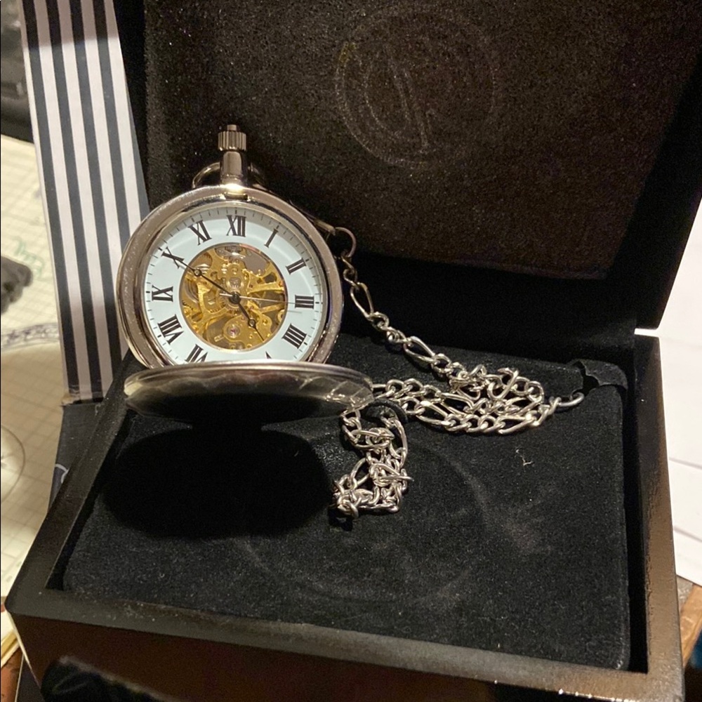 Silver Pocket Watch with Chain